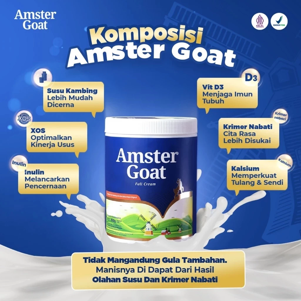 PAKET 2BOX AMSTER GOAT - Susu Kambing Amstergoat Di Formulasikan Untuk Kesehatan Pencernaan 250gr - Gambar 5