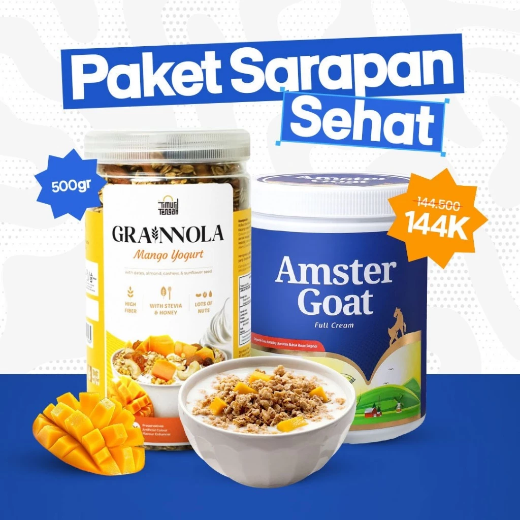 PAKET SARAPAN SEHAT - Amstergoat Grainnola Mango Yogurt - Sereal Sarapan Sehat Rendah Kalori