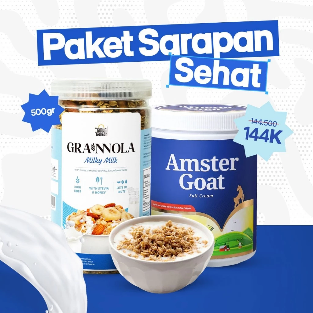PAKET SEHAT SARAPAN - Amstergoat Grainnola Milky Milk - Sereal Sarapan Sehat Rendah Kalori